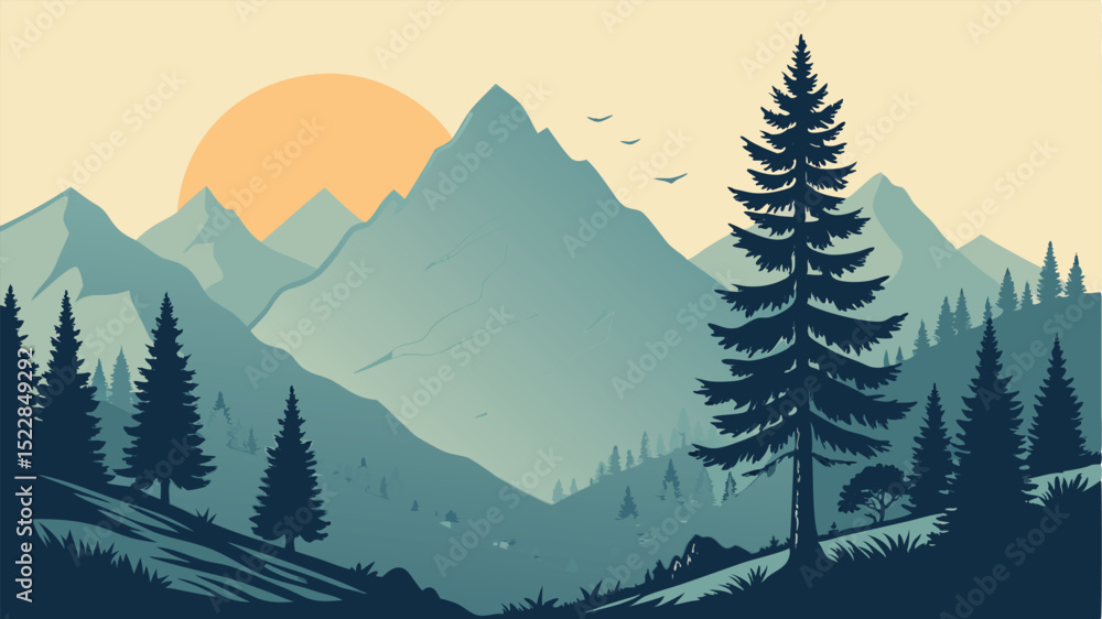 Fototapeta premium vector illustration of a forest