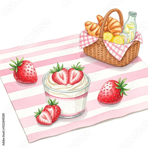 Summer Picnic Basket with S...