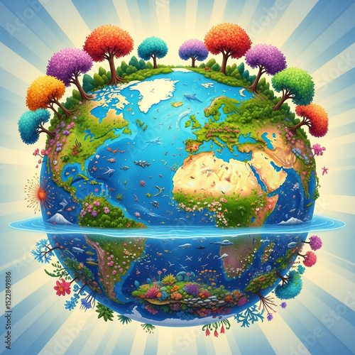 Colorful Earth Globe with R...