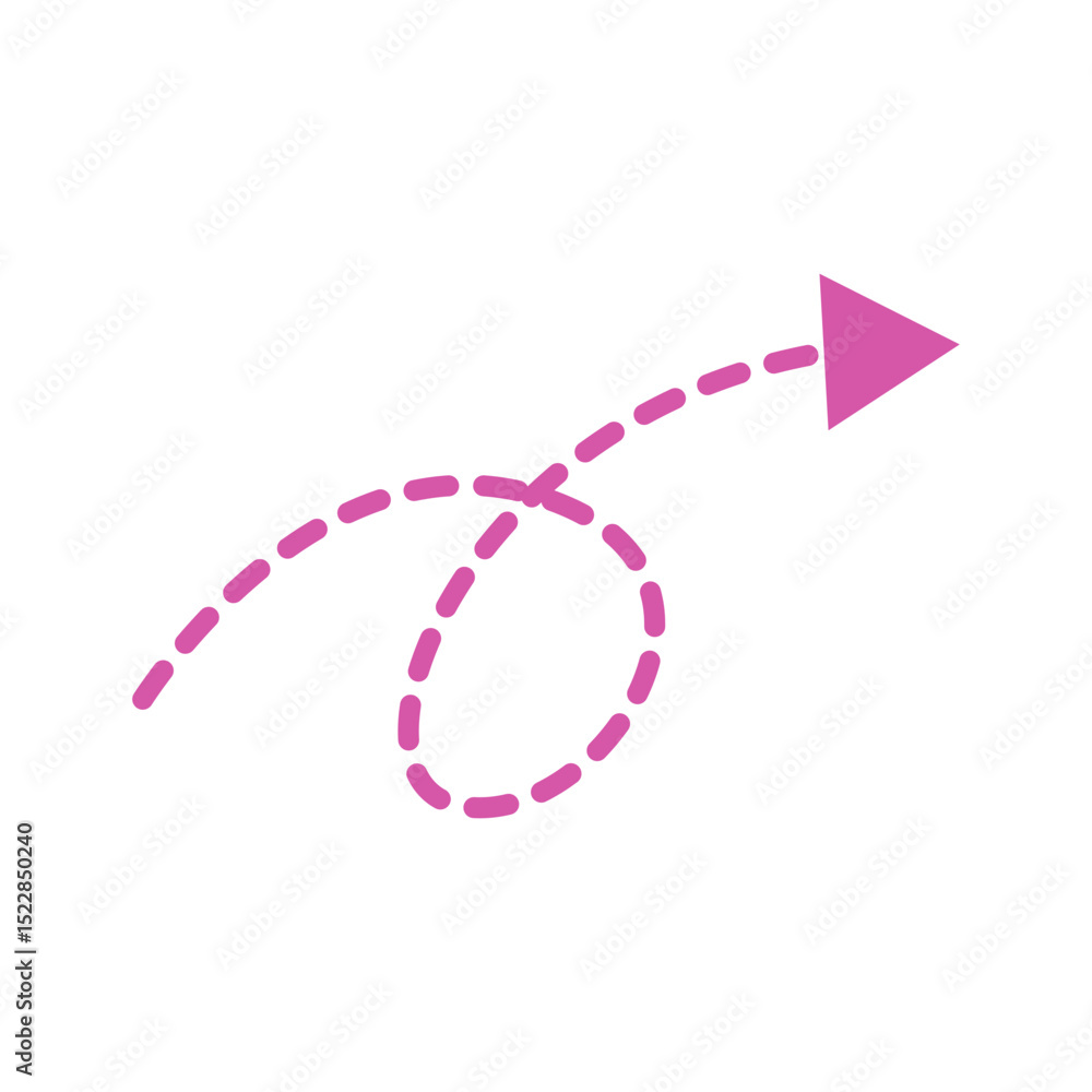 Fototapeta premium Pink Twisted Arrow Dashed Line Element