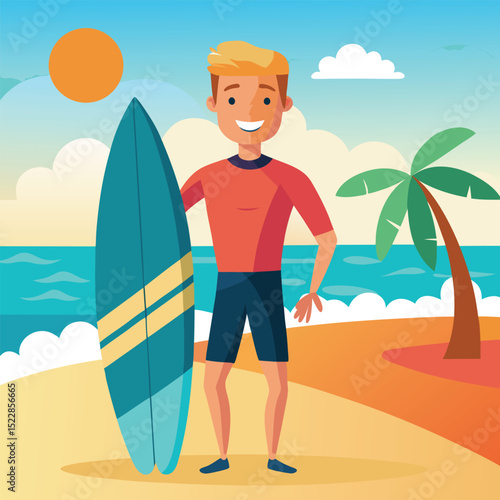 surfer on the beach, man on the beach, young man surfer with surfboard standing on beach