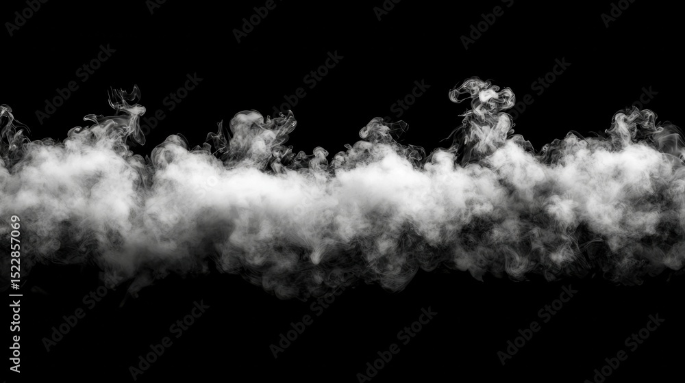 Obraz premium White Smoke Clouds on Black Background Creating Mysterious and Artistic Atmosphere for Backgrounds and Designs