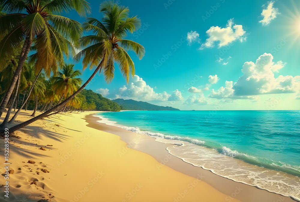 Fototapeta premium tropical beach with palm trees