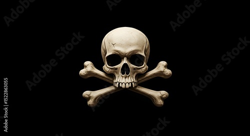 Skull and Crossbones on Black Background