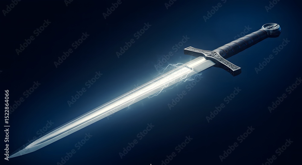 Glowing Sword on Dark Background Glowing Sword on Dark Background