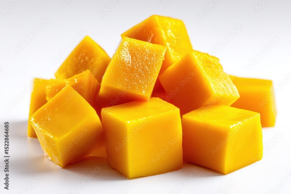 Fresh mango cubes isolated on white background. Fresh mango cubes isolated on white background.