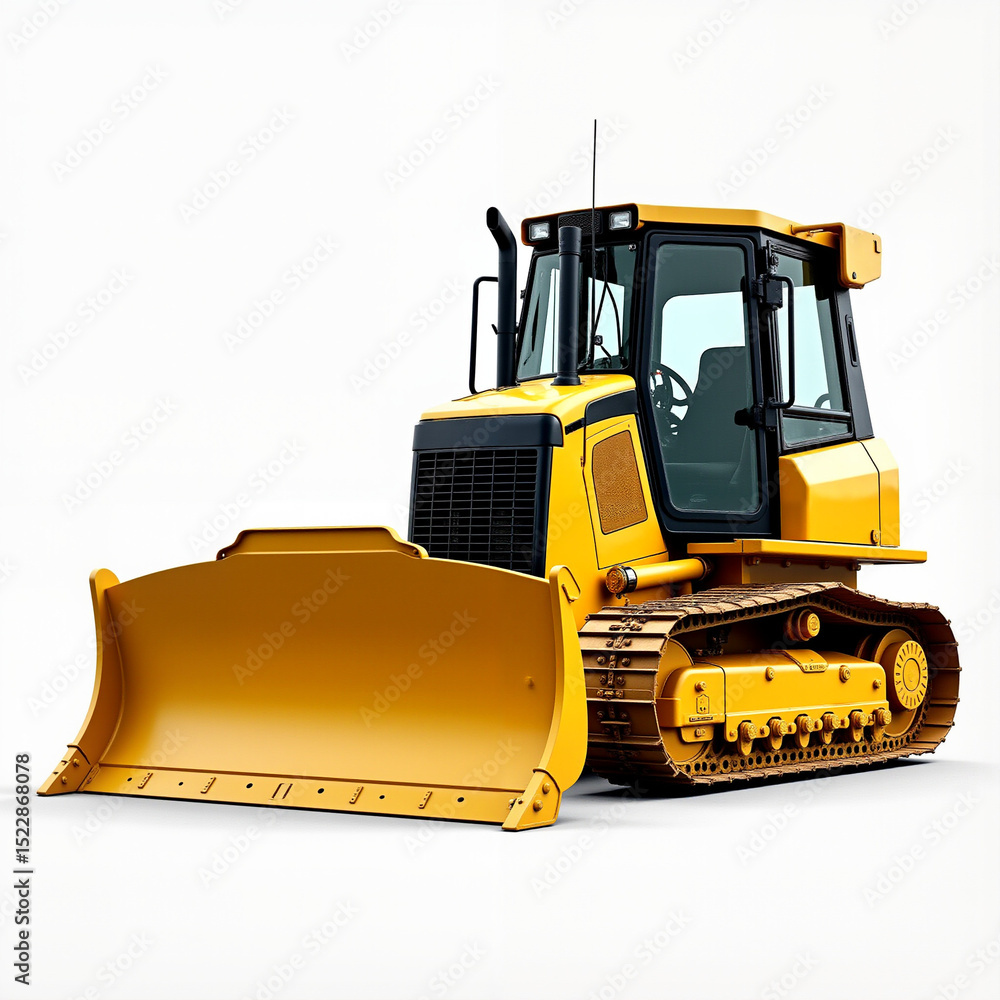 Obraz premium Yellow bulldozer isolated on white