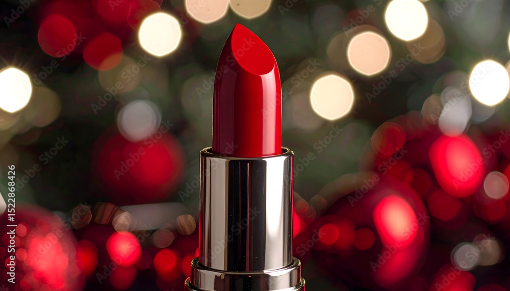 Red Lipstick with Holiday Background Red Lipstick with Holiday Background