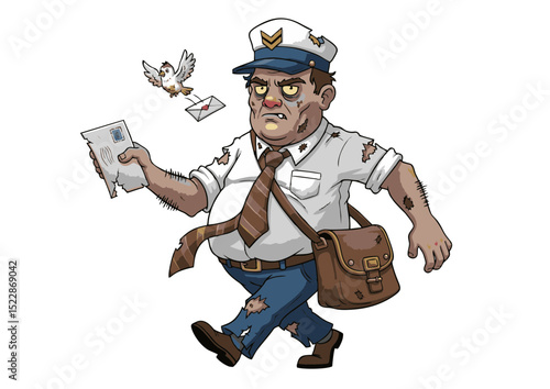 Overworked and Underappreciated A Depressed Cartoon Postman Illustration