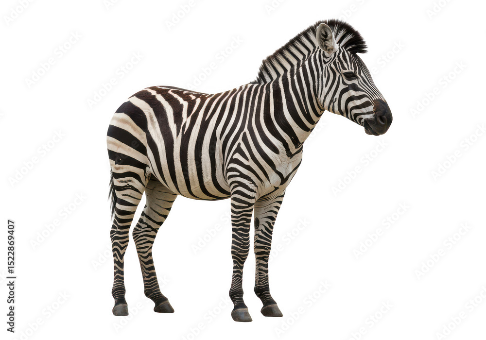 Obraz premium Zebra standing, transparent background