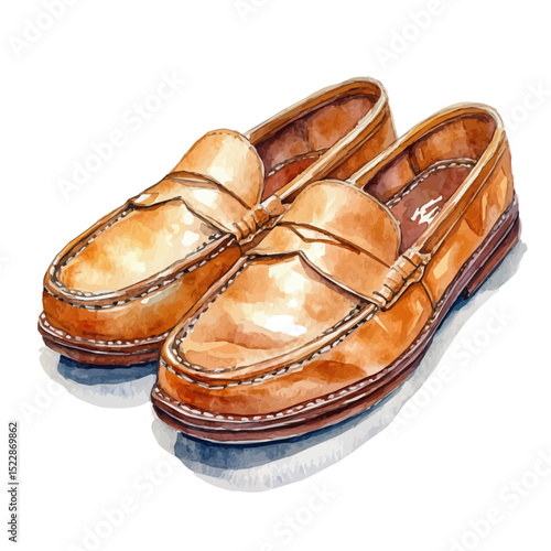 Loafers, watercolor drawing vector, high quality, isolated on a white background.