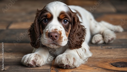Obraz na płótnie playful american cocker spaniel puppy posed down