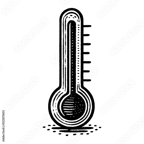 Thermometer for Measuring Temperature Black and White Outline Line Art Drawing Illustration