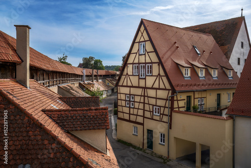 Historic old town of Noerdlingen at the city wall