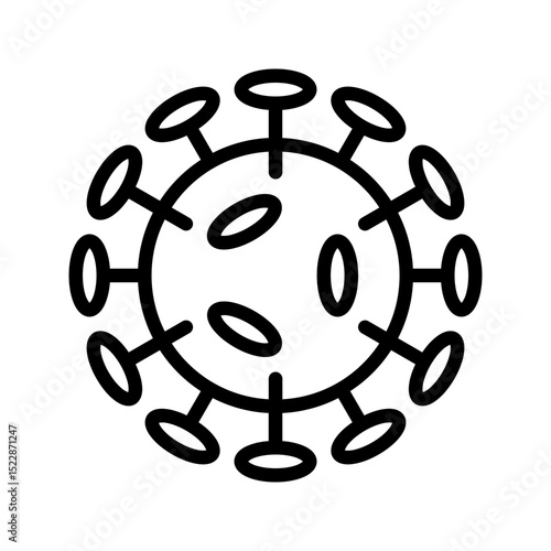 Health Icon Virus Particle. Ideal for illustrating pathogens, disease, global health, or microbiology topics.