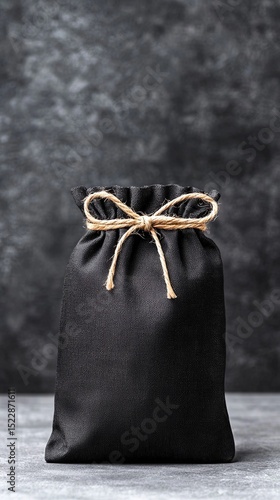 Black Burlap Coffee Bag Mockup with Zip Lock