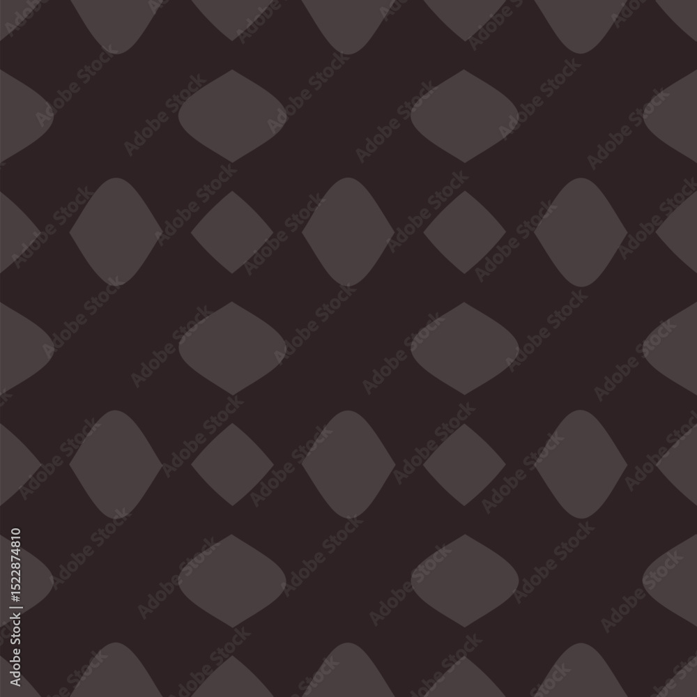 Vector geometric seamless pattern in oriental style. Dark brown color texture with curved shapes, diamonds, leaves, petals, grid. Simple minimal background. Subtle abstract ornament. Repeating design Vector geometric seamless pattern in oriental style. Dark brown color texture with curved shapes, diamonds, leaves, petals, grid. Simple minimal background. Subtle abstract ornament. Repeating design