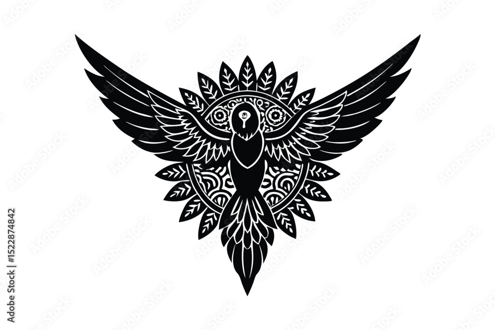 Obraz premium Radiant multicolor parrot in paisley mandala design vector art illustration