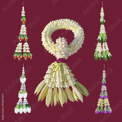 Traditional Thai jasmine Garlang with intricate floral design Symbolizing respect blessing, and cultural Heritage Artistry