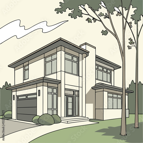 Modern suburban dream home contemporary architecture design house family building exterior property