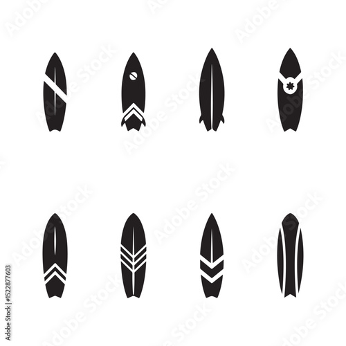 vector collection of stylish black surfboard designs illustrations