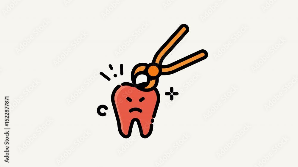 Tooth extraction icon animation on transparent background. 4K ...