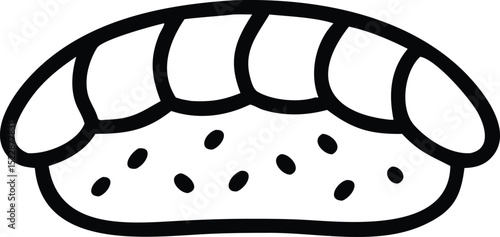  sushi with roe black and white culinary illustration