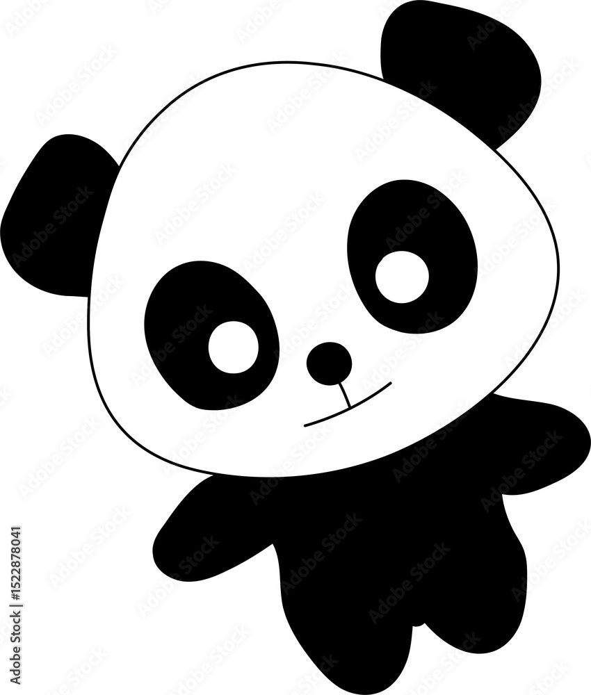 Fototapeta premium Cute Panda Doodle Coloring Page