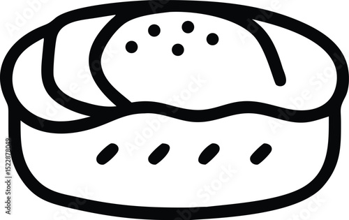 Black line art icon of sushi with wasabi japanese food graphic