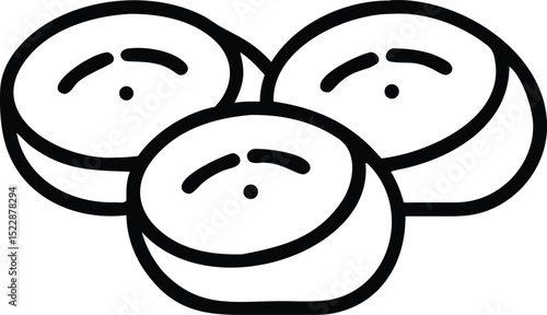 Three maki sushi pieces line art icon black and white graphic design
