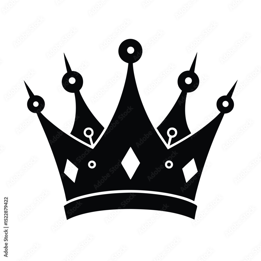 Crown with Jewels Royal Silhouette Icon Vector Illustration Crown with Jewels Royal Silhouette Icon Vector Illustration