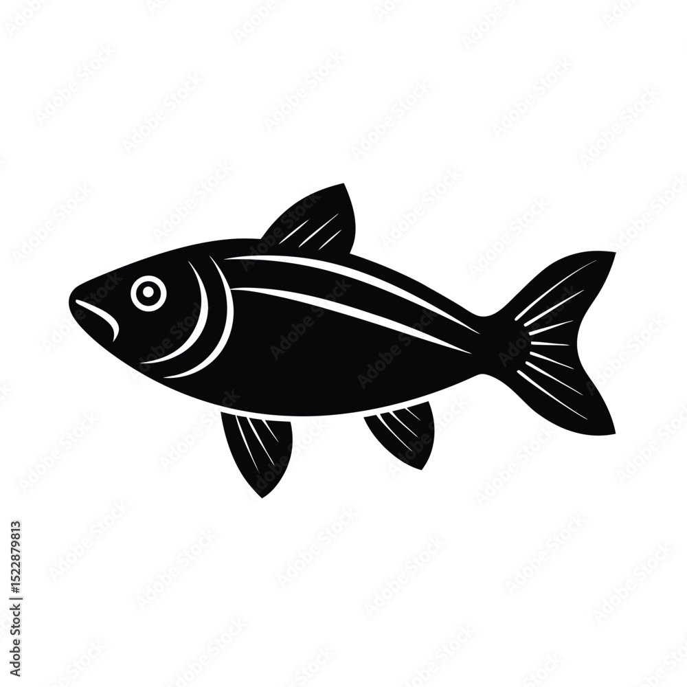 Fototapeta premium Fish Swimming Left Aquatic Icon Vector Illustration