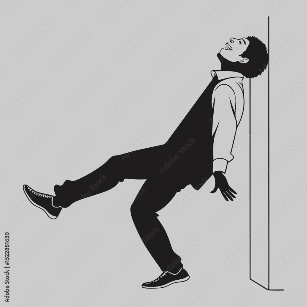 Fototapeta premium a person leaning back in laughter silhouette vector design art and illustration