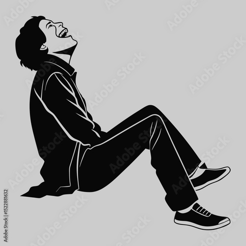 a person leaning back in laughter silhouette vector design art and illustration