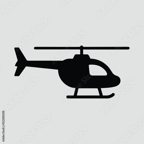 Silhouette helicopter simple black vector transport aviation Illustration Vector
