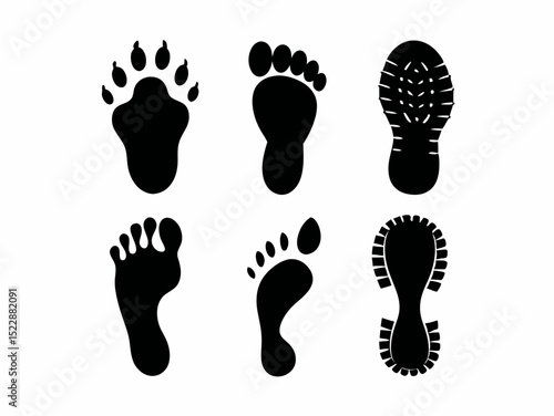 Black foot and shoe icons 