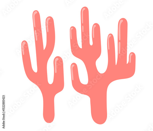 Pink сoral icon. Ocean plant, underwater flora, seaweed. Aquatic plant, algae, tropical coral-reef element. Flat vector illustration isolated on white background