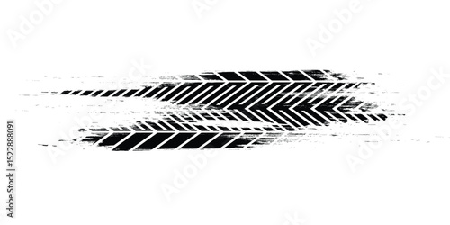 Tire tread marks, wheel textures, tire marks - car racing, motocross, drift, rally, off-road and others. Vector black isolated texture in grunge style with splashes.eps10