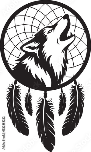 Dream Catcher Wolf Svg, Feathers Svg