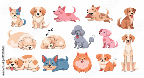 Adorable Collection of Dog Breeds Illustrations for Design Projects