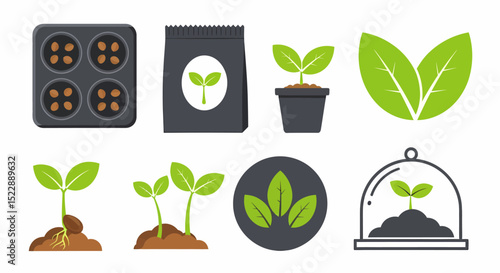 Set Of Elements Related To Plant Seed Germination