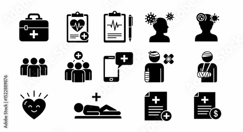 Healthcare and Medical Treatment Services Icons Symbols Illustration