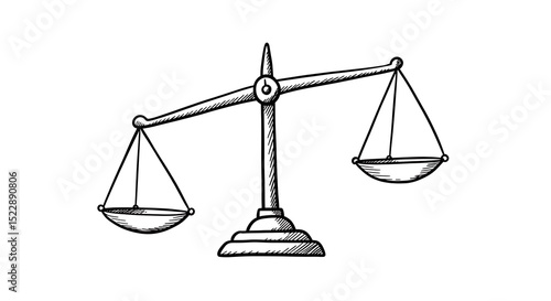 Scales of Justice Drawing in Black and White