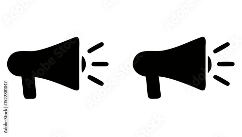 Black Megaphone Icon – Announcement and Communication Vector Design

