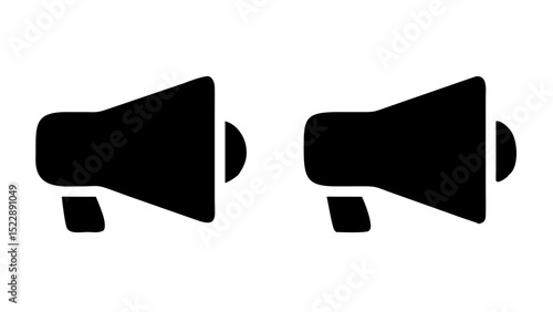 Black Megaphone Icon – Announcement and Communication Vector Design

