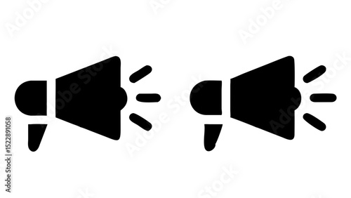 Black Megaphone Icon – Announcement and Communication Vector Design

