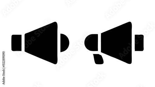 Black Megaphone Icon – Announcement and Communication Vector Design

