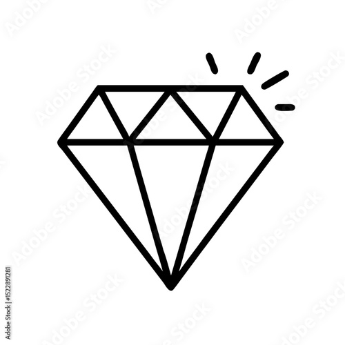 Brilliant Cut Diamond Icon – Black SVG Vector for Luxury and Jewelry

