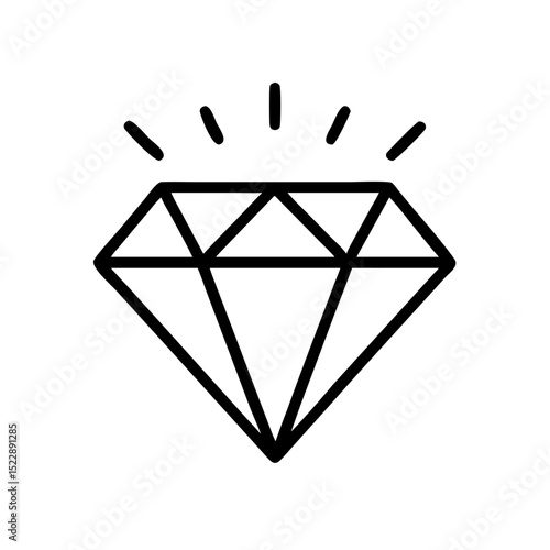 Brilliant Cut Diamond Icon – Black SVG Vector for Luxury and Jewelry

