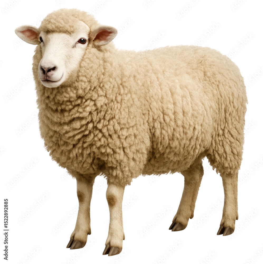Fluffy sheep standing isolated transparent background farm animal Fluffy sheep standing isolated transparent background farm animal